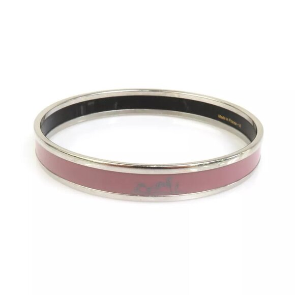 HERMES Cloisonne Bangle Bracelet Purple/Silver Metal/Enamel - Picture 2 of 8